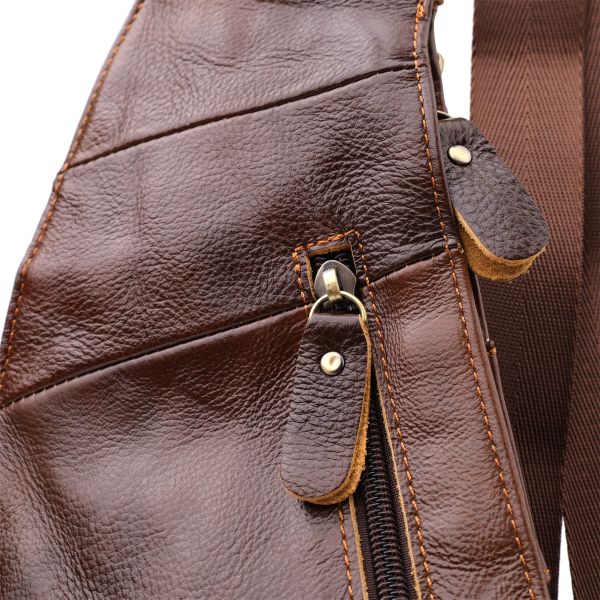 Мужская сумка с большим количеством карманов из натуральной кожи Vintage 22962 Коричневый