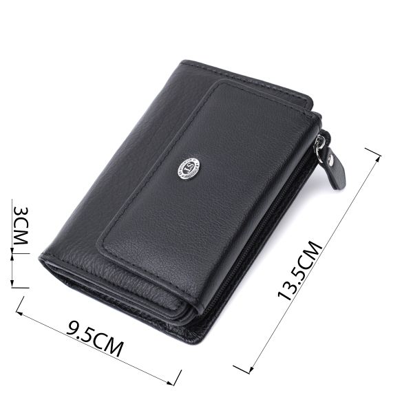 Практичный кошелек с монетницей из натуральной кожи ST Leather 22740 Черный