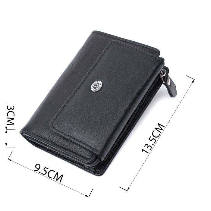 Практичный кошелек с монетницей из натуральной кожи ST Leather 22740 Черный