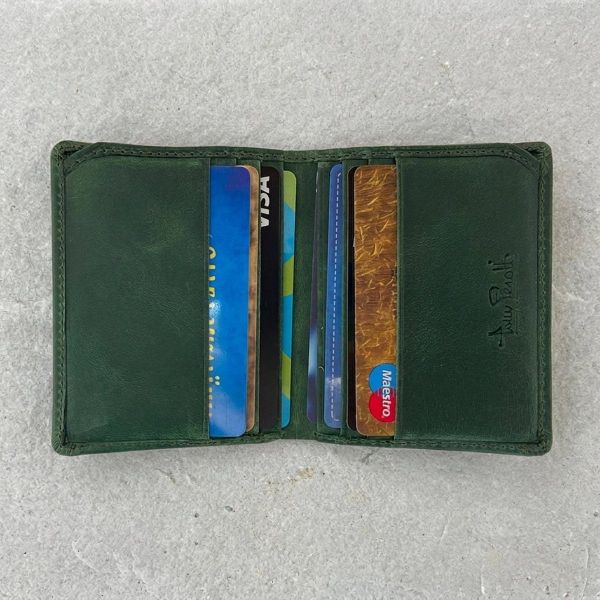 Компактна кредитниця з гладкої натуральної шкіри Tony Perotti 20908_1 (1034n deep green) Зелений