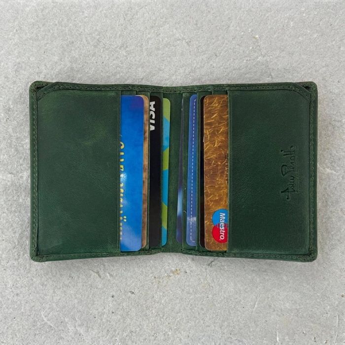 Компактна кредитниця з гладкої натуральної шкіри Tony Perotti 20908_1 (1034n deep green) Зелений