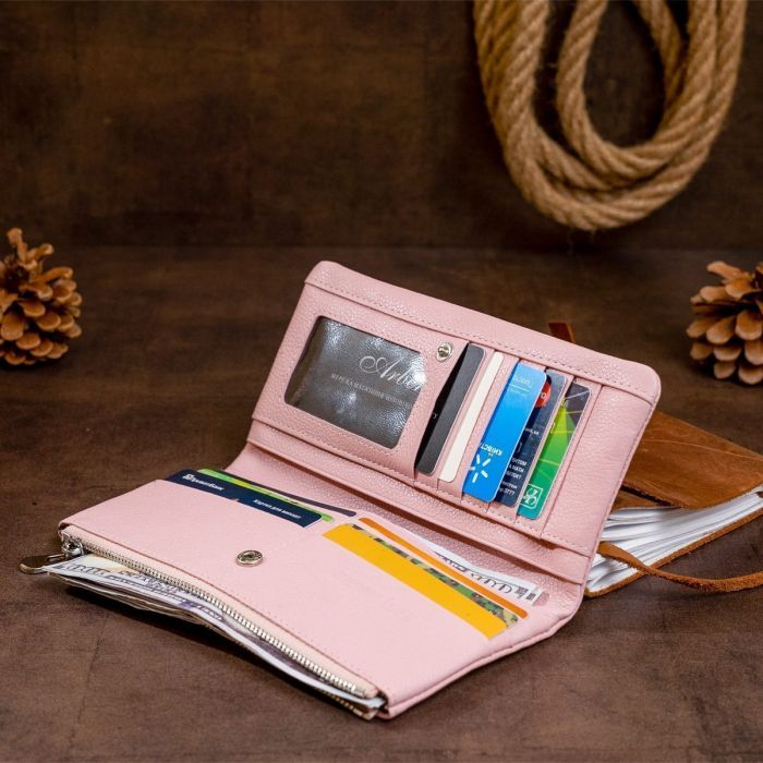 Вертикальный кошелек на кнопке женский ST Leather 19201 Розовый