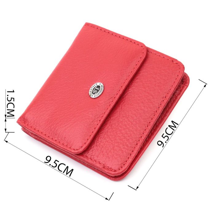 Женский компактный кошелек с карманом для монет из натуральной кожи ST Leather 22689 Красный