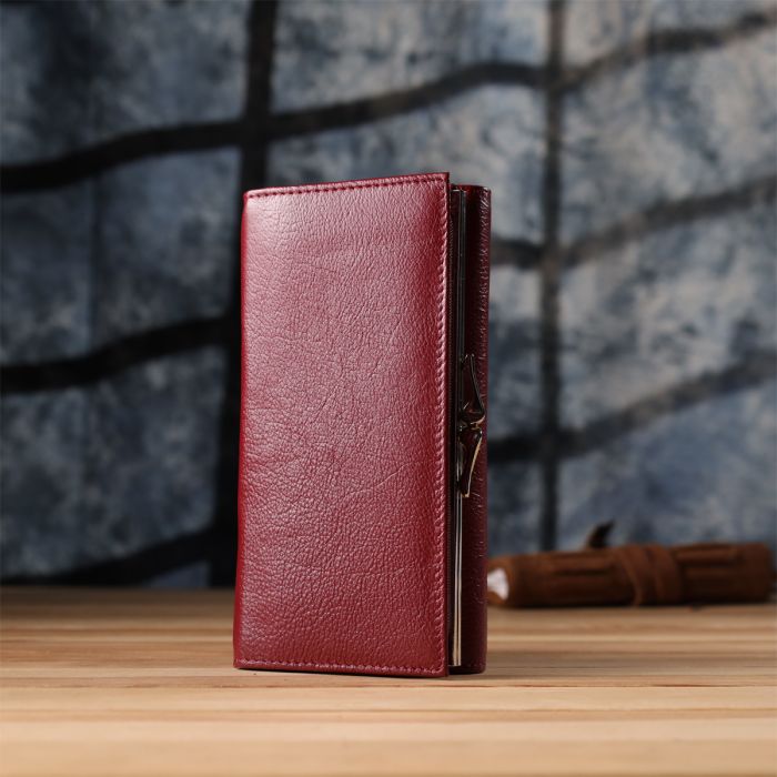 Модный женский кошелек на магнитах из натуральной кожи ST Leather 23113 Бордовый