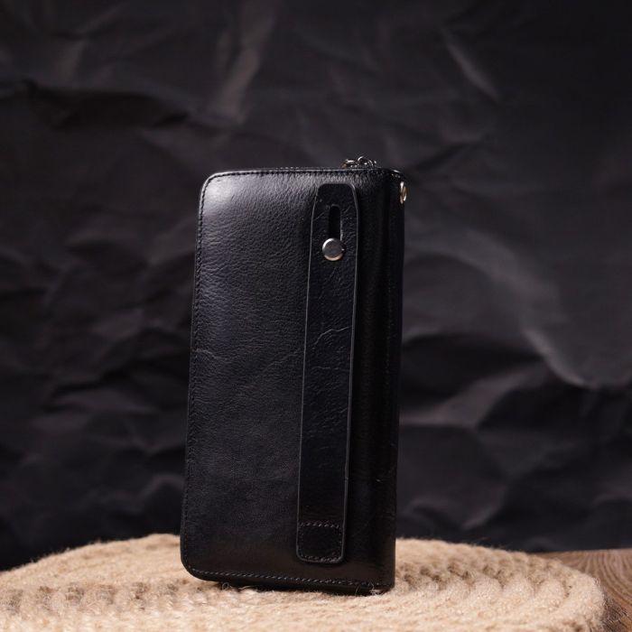 Кошелек мужской из натуральной гладкой кожи на молнии ST Leather 19410 Черный