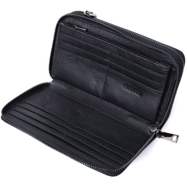 Мужской кожаный клатч для карт купюр и документов ST Leather 22684 Черный