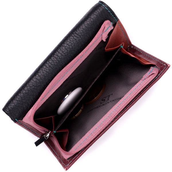Вместительный женский кошелек из качественной натуральной кожи ST Leather 19463 Разноцветный