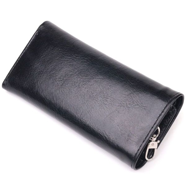 Надежный кошелек-ключница из натуральной гладкой кожи ST Leather 19415 Черный