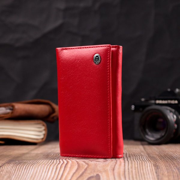 Женский кошелек в три сложения из натуральной кожи ST Leather 19469 Красный