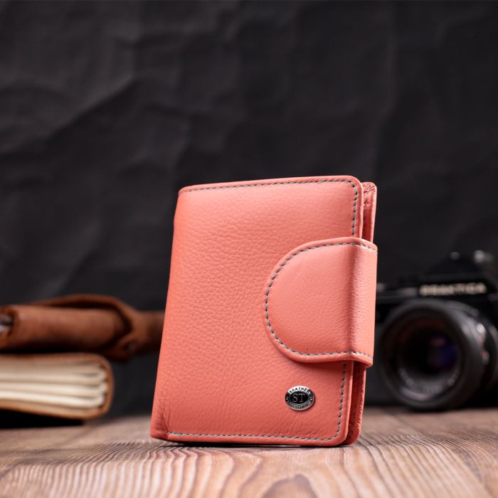Стильный кожаный кошелек с монетницей снаружи для женщин ST Leather 19458 Оранжевый
