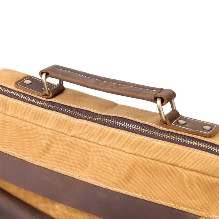 Стильный портфель из качественного текстиля из кожаными вставками Vintage 20874_1 Светло-коричневый