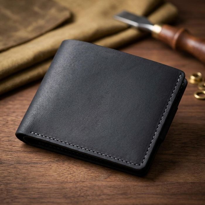 Компактне чоловіче портмоне в вінтажному стилі GRANDE PELLE 11228 Чорне