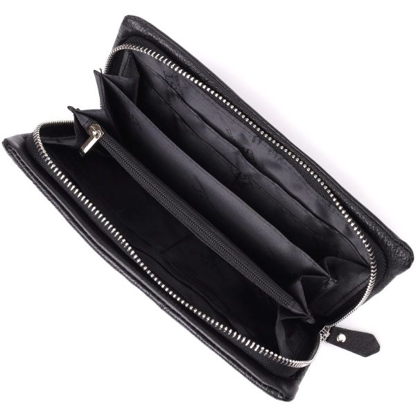 Женский кожаный кошелек-клатч с отделением под телефон ST Leather 23101 Черный
