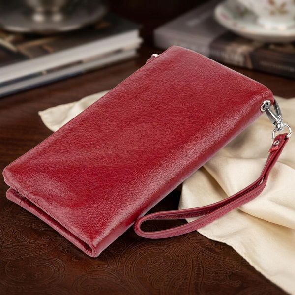 Гаманець-клатч зі шкіри з кишенею для мобільного ST Leather 19311 Бордовий
