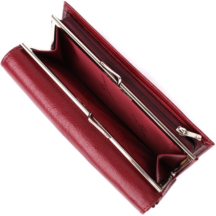 Модный женский кошелек на магнитах из натуральной кожи ST Leather 23113 Бордовый