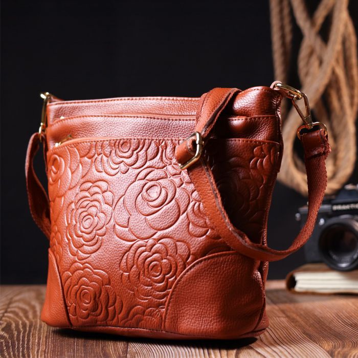 Нежная женская сумка на плечо Vintage sale_15003 кожаная Коричневый