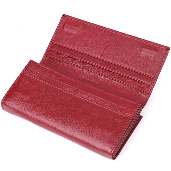 Модный женский кошелек на магнитах из натуральной кожи ST Leather 23113 Бордовый