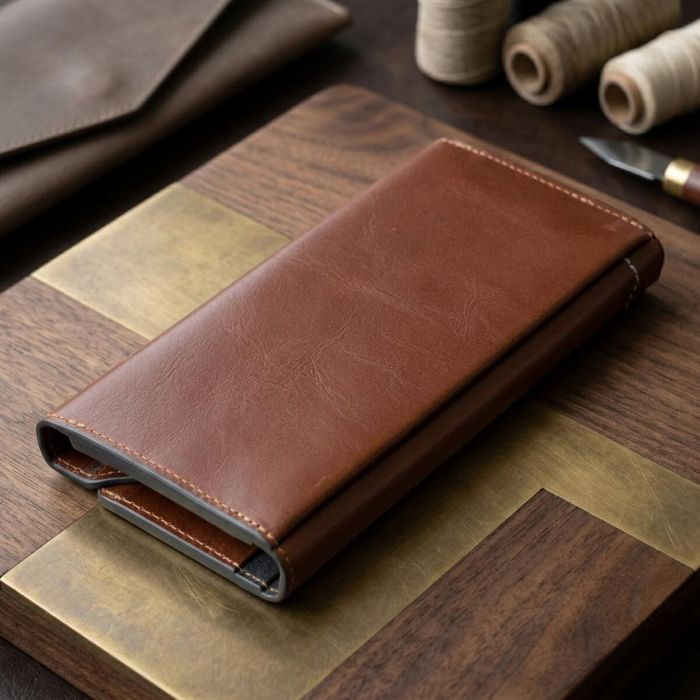Барсетка из гладкой кожи Grande Pelle 11421 Коричневый