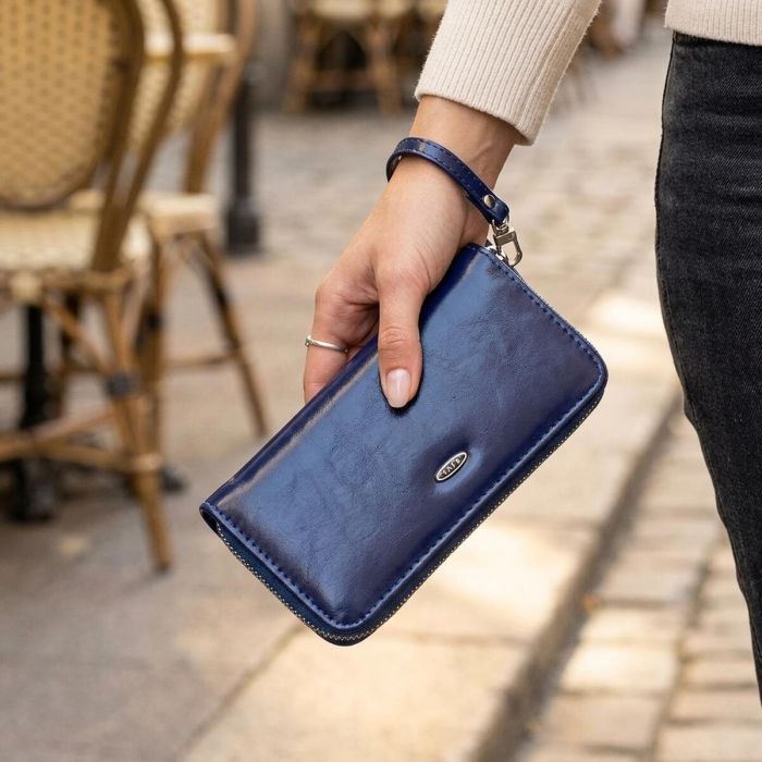 Кошелек женский на одну молнию из экокожи гладкий KIVI 19036 Синий