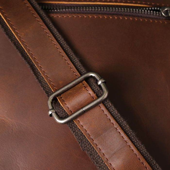 Мужская деловая сумка с ручкой для переноса в руке из натуральной кожи Vintage 23033 Коричневый