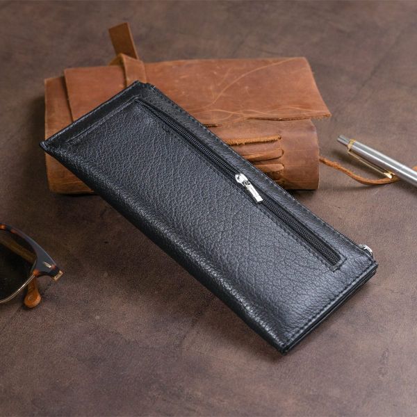 Горизонтальный тонкий кошелек из кожи унисекс ST Leather 19324 Черный