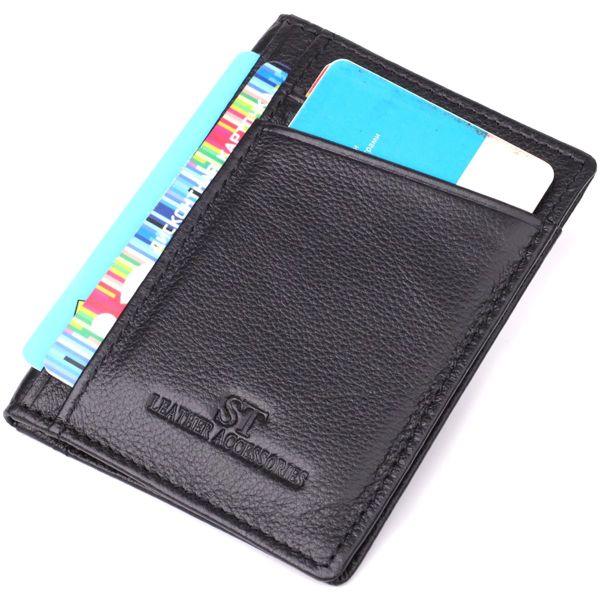 Мужской кошелек для карточек из натуральной кожи ST Leather 23091 Черный