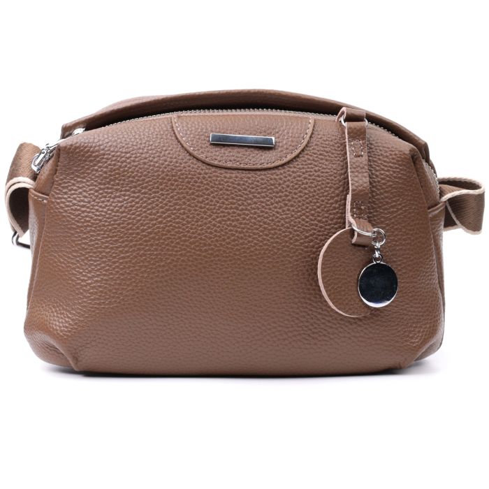 Модная сумка на каждый день с двумя отделениями из натуральной кожи Vintage 22596 Коричневый