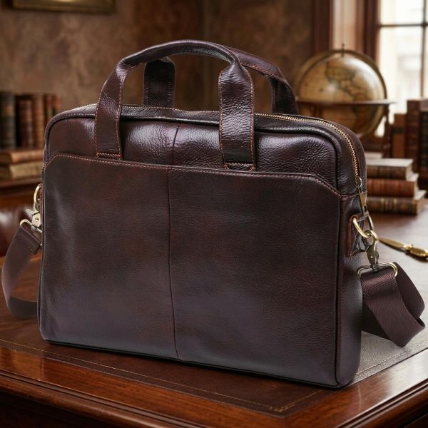 Мужская кожаная сумка-портфель Vintage 20679 Коричневый