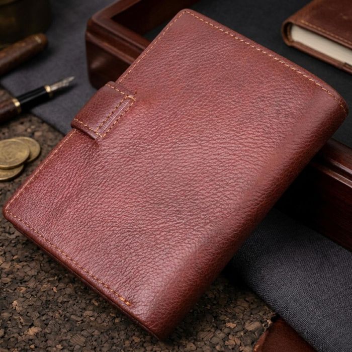 Вертикальное мужское портмоне из натуральной кожи 21399 Vintage Коричневый