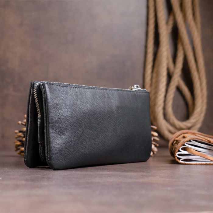Вместительный клатч на два отделения женский ST Leather 19246 Черный