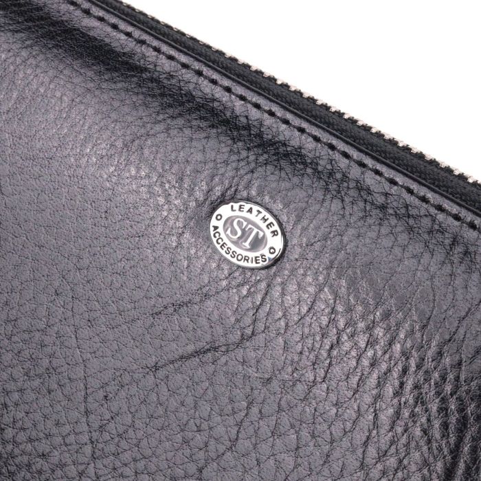 Кошелек мужской из натуральной гладкой кожи на молнии ST Leather 19410 Черный