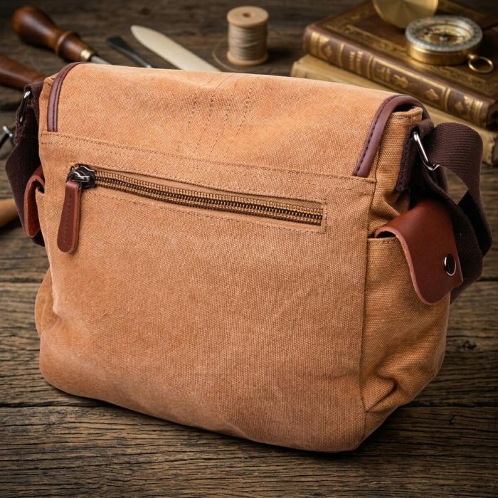 Функциональная мужская сумка с клапаном из текстиля 21249 Vintage Коричневая