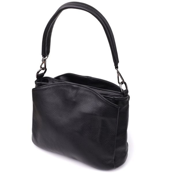 Сумка на плечо из натуральной кожи для женщин Vintage 23007 Черный