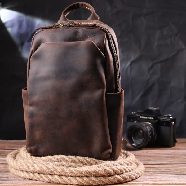 Сумка мужская через плечо из натуральной винтажной кожи 21285 Vintage Коричневая