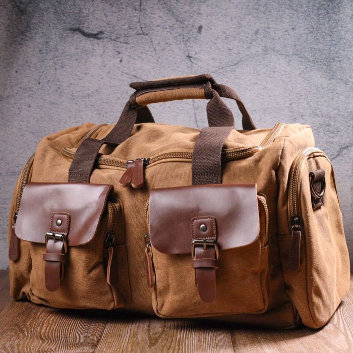 Удобная дорожная сумка из плотного текстиля 21239 Vintage Коричневая