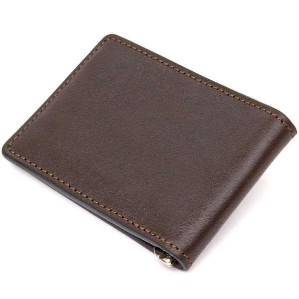 Мужской кожаный зажим для денег GRANDE PELLE 11478 Коричневый