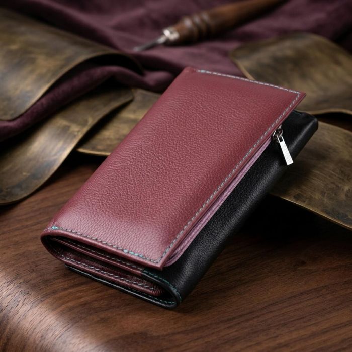 Вместительный кожаный кошелек в три сложения для женщин ST Leather 19444 Разноцветный