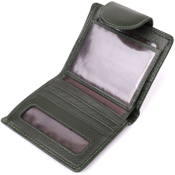 Вертикальный женский кошелек из натуральной кожи ST Leather 23070 Зеленый