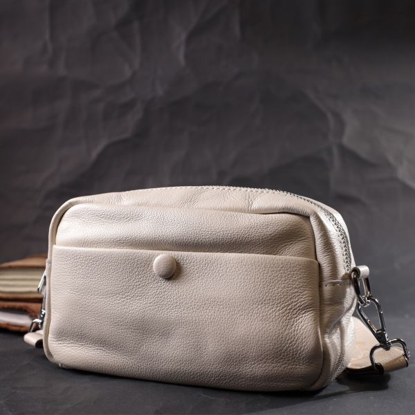 Качественная сумка для женщин из натуральной мягкой кожи Vintage 22438 Белая