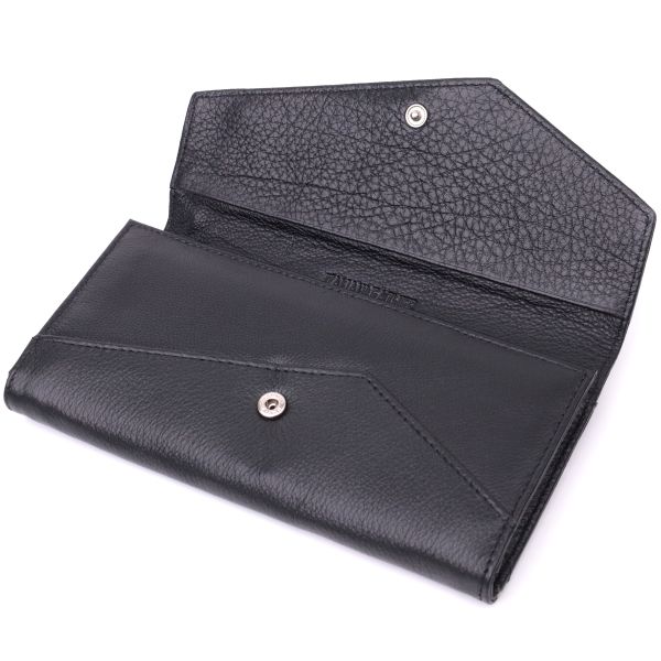 Кожаный женский кошелек с геометрическим клапаном ST Leather 22546 Черный