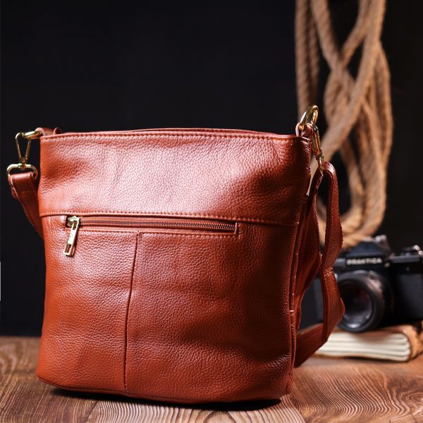 Нежная женская сумка на плечо Vintage sale_15003 кожаная Коричневый