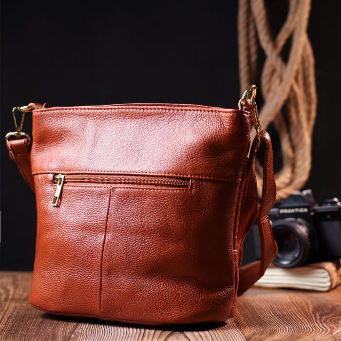 Нежная женская сумка на плечо Vintage sale_15003 кожаная Коричневый