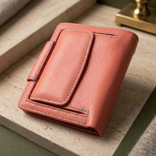 Стильный кожаный кошелек с монетницей снаружи для женщин ST Leather 19458 Оранжевый