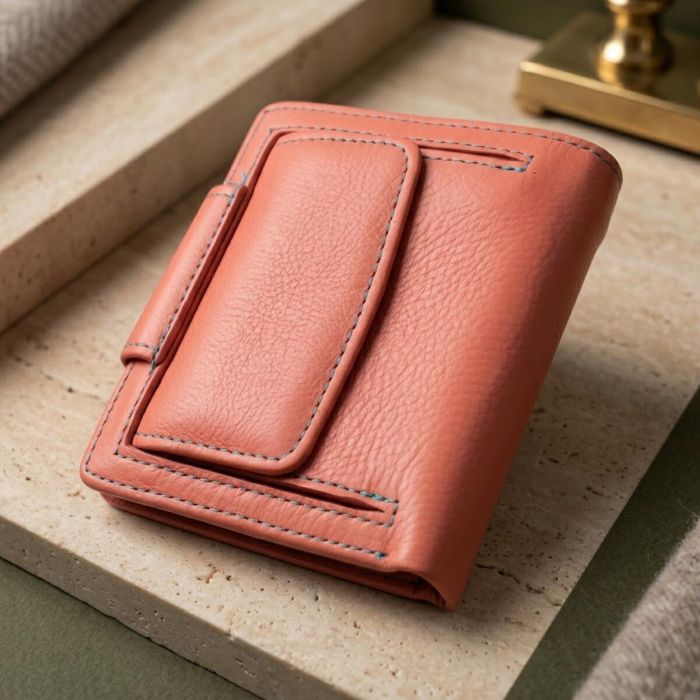 Стильный кожаный кошелек с монетницей снаружи для женщин ST Leather 19458 Оранжевый