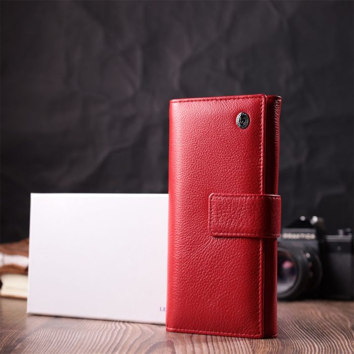 Женский кошелек на четыре отделения для купюр из натуральной кожи ST Leather 22549 Красный