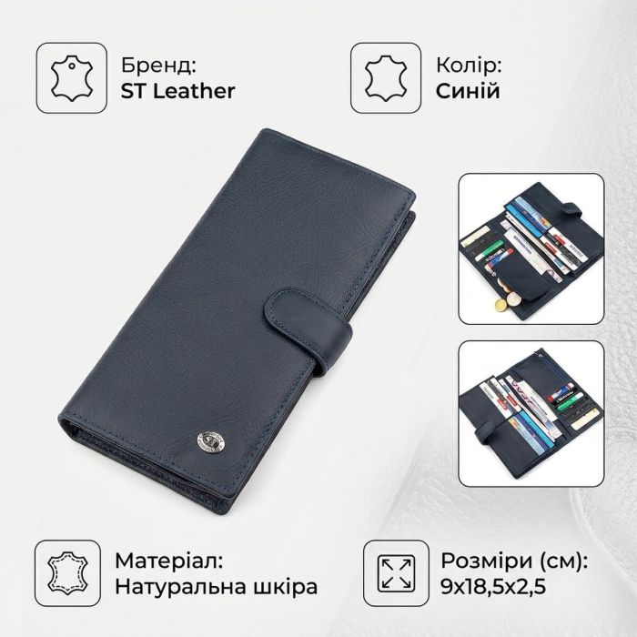 Мужской купюрник ST Leather 18365 (ST147) кожаный Синий