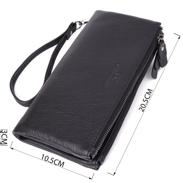 Практичный кожаный кошелек на три отделения ST Leather 23111 Черный