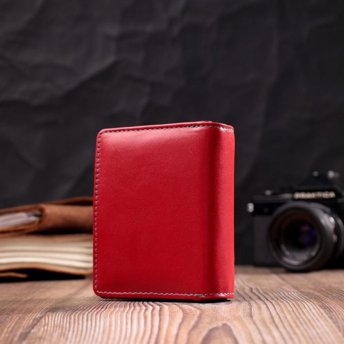 Женский вертикальный компактный кошелек из натуральной кожи ST Leather 19437 Красный