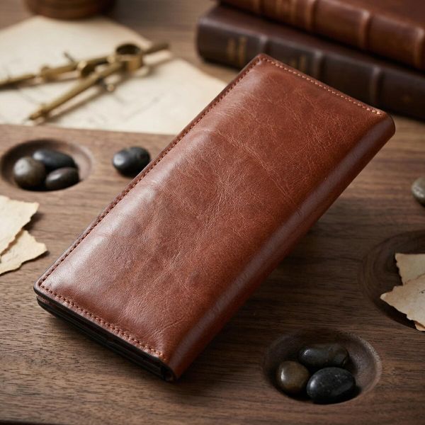 Кожний вертикальний купюрник GRANDE PELLE 11213 Коричневий