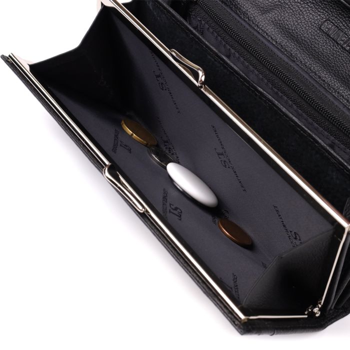 Солидный женский кошелек из натуральной кожи ST Leather 23088 Черный